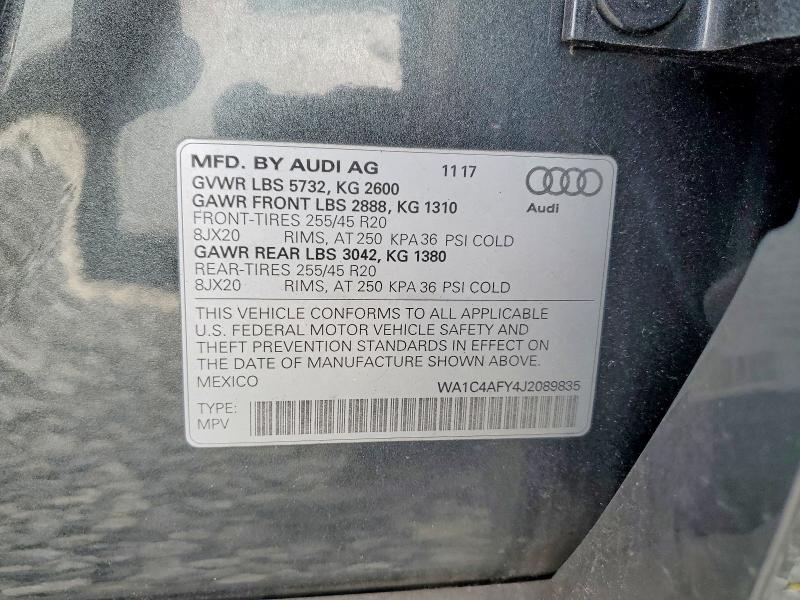 Продаж на аукціоні авто 2018 Audi Sq5, vin: WA1C4AFY4J2089835, номер лоту: 56002186