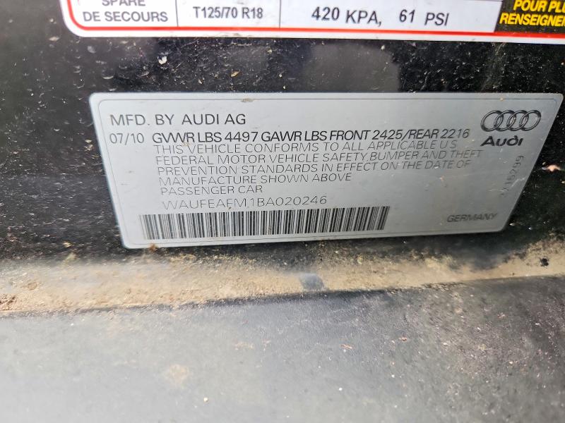 59551916 :رقم المزاد ، WAUFEAFM1BA020246 vin ، 2011 Audi A3 مزاد بيع