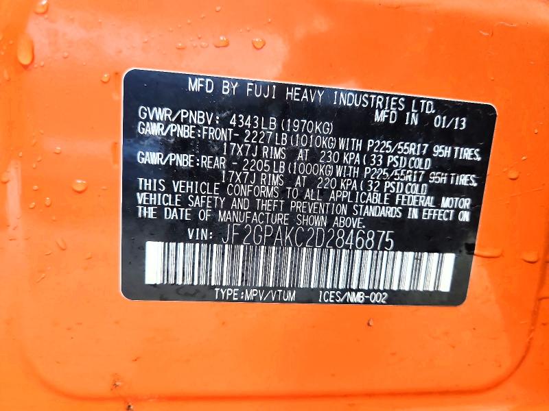 58465976 :رقم المزاد ، JF2GPAKC2D2846875 vin ، 2013 Subaru Xv Crosstrek مزاد بيع