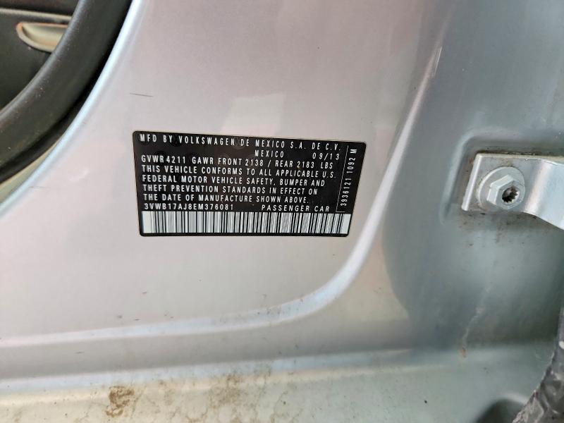 Aukcja sprzedaży 2014 Volkswagen Jetta, vin: 3VWB17AJ8EM376081, numer aukcji: 57778206