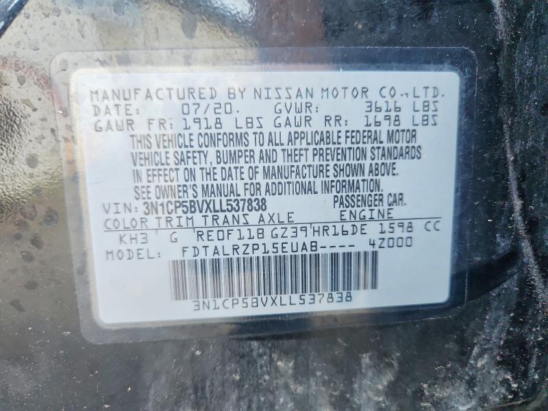 57221146 :رقم المزاد ، 3N1CP5BVXLL537838 vin ، 2020 Nissan Kicks مزاد بيع
