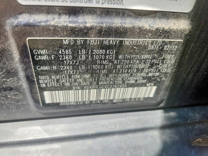 Aukcja sprzedaży 2012 Subaru Outback, vin: 4S4BRCGC6C3267450, numer aukcji: 59184776