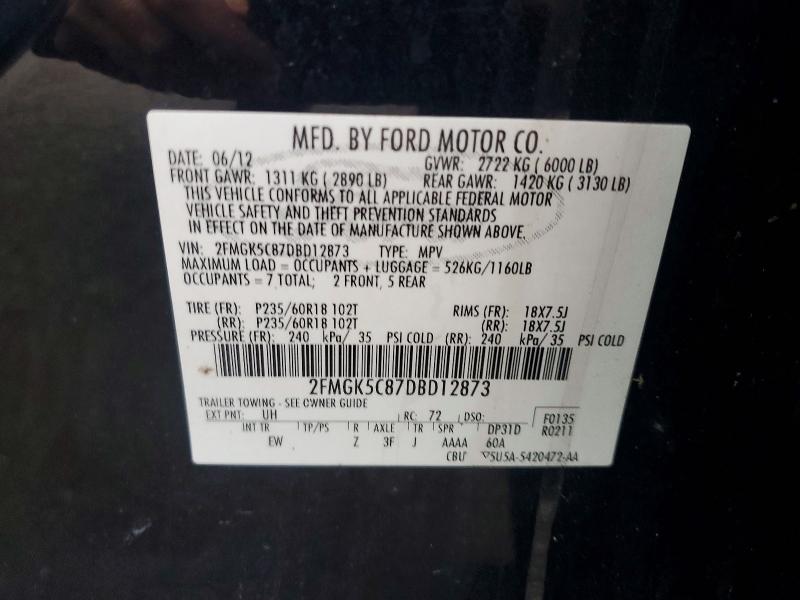 Продажа на аукционе авто 2013 Ford Flex, vin: 2FMGK5C87DBD12873, номер лота: 57475296