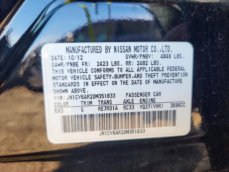 Продажа на аукционе авто 2013 Infiniti G37 Sedan, vin: JN1CV6AR2DM351833, номер лота: 55803176