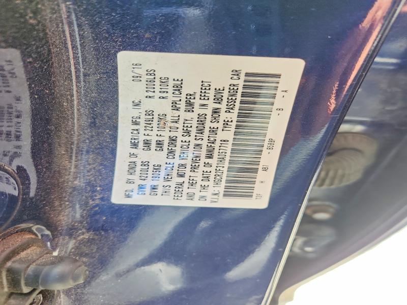 Aukcja sprzedaży 2017 Honda Accord, vin: 1HGCR2F31HA057718, numer aukcji: 57392286