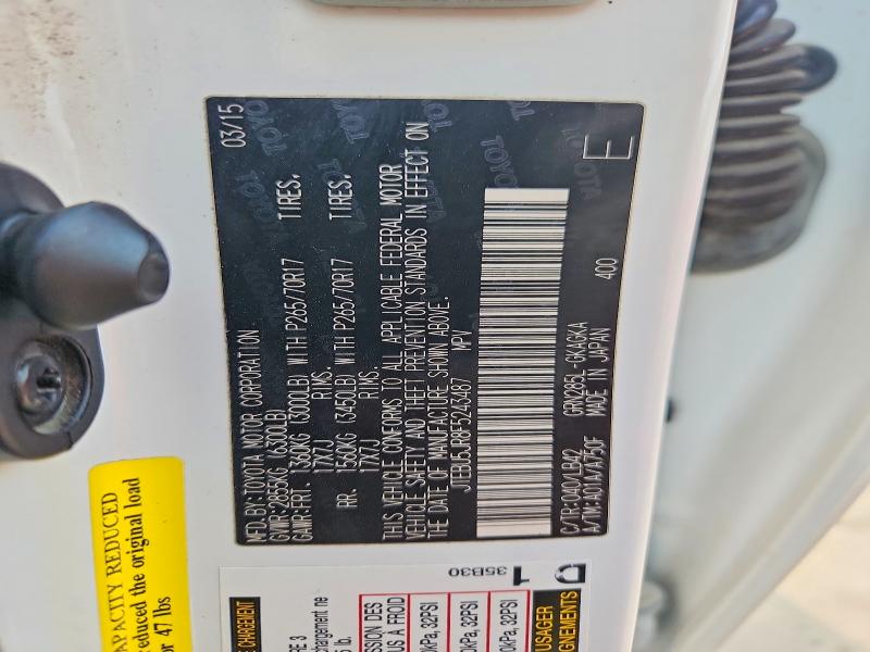 57370306 :رقم المزاد ، JTEBU5JR8F5243487 vin ، 2015 Toyota 4runner مزاد بيع