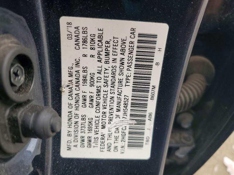 Продаж на аукціоні авто 2018 Honda Civic, vin: 2HGFC2F57JH548527, номер лоту: 57994736