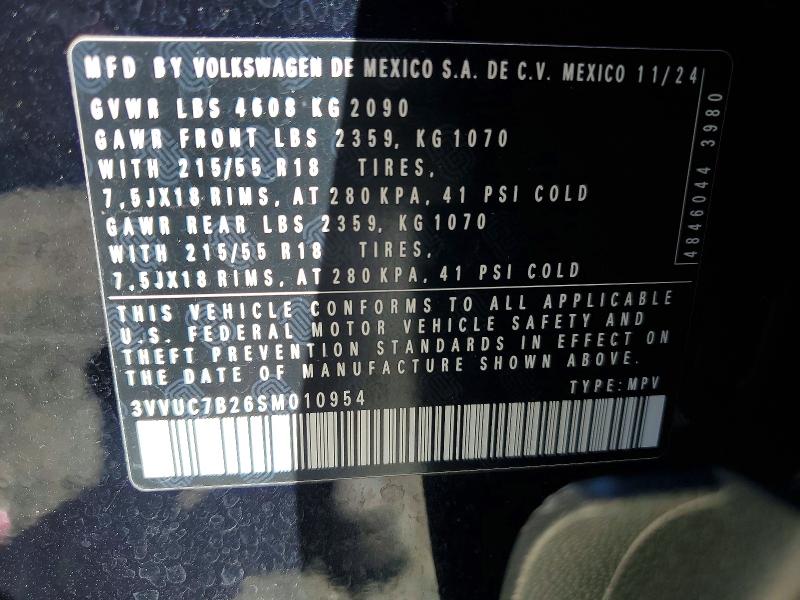 57195026 :رقم المزاد ، 3VVUC7B26SM010954 vin ، 2025 Volkswagen Taos مزاد بيع