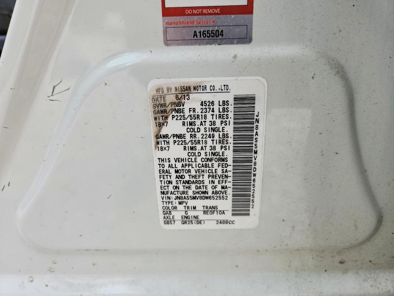 2013 Nissan Rogue მანქანა იყიდება აუქციონზე, vin: JN8AS5MV8DW652552, აუქციონის ნომერი: 56430636