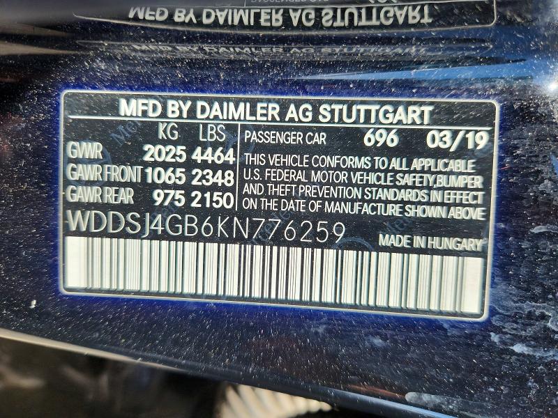 Auction sale of the 2019 Mercedes-benz Cla, vin: WDDSJ4GB6KN776259, lot number: 57189726