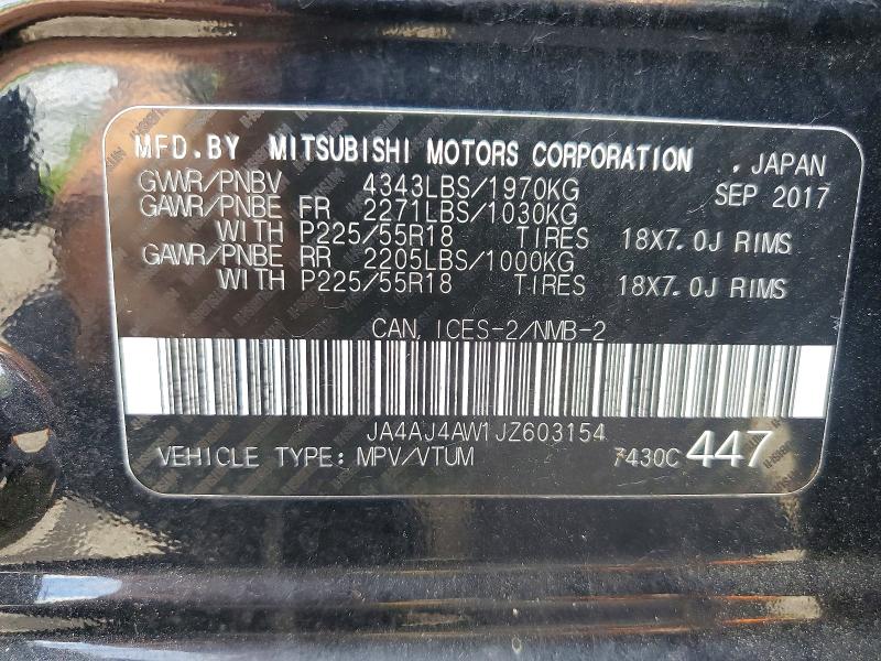 56862226 :رقم المزاد ، JA4AJ4AW1JZ603154 vin ، 2018 Mitsubishi Rvr مزاد بيع