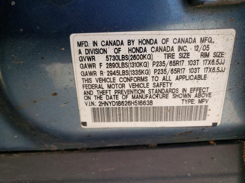 Продажа на аукционе авто 2006 Acura Mdx, vin: 2HNYD18626H516638, номер лота: 55871076