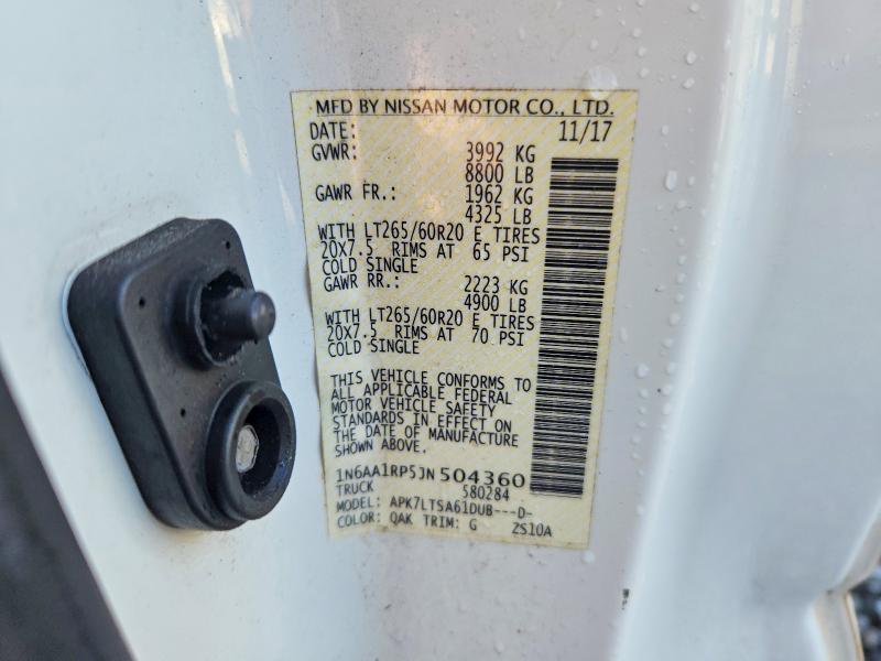 Aukcja sprzedaży 2018 Nissan Titan Xd, vin: 1N6AA1RP5JN504360, numer aukcji: 57128536
