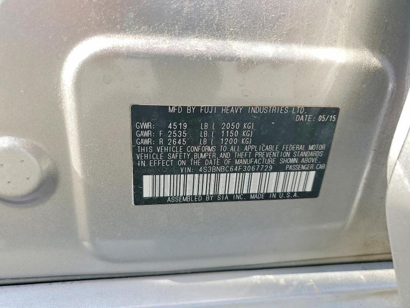Продажа на аукционе авто 2015 Subaru Legacy, vin: 4S3BNBC64F3067729, номер лота: 54638716