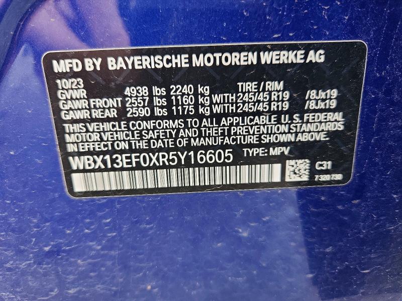 Продажа на аукционе авто 2024 Bmw X1, vin: WBX13EF0XR5Y16605, номер лота: 56594666