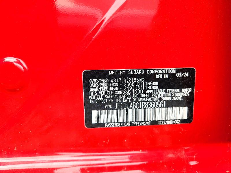 58905886 :رقم المزاد ، JF1GUABC1R8360561 vin ، 2024 Subaru Impreza مزاد بيع
