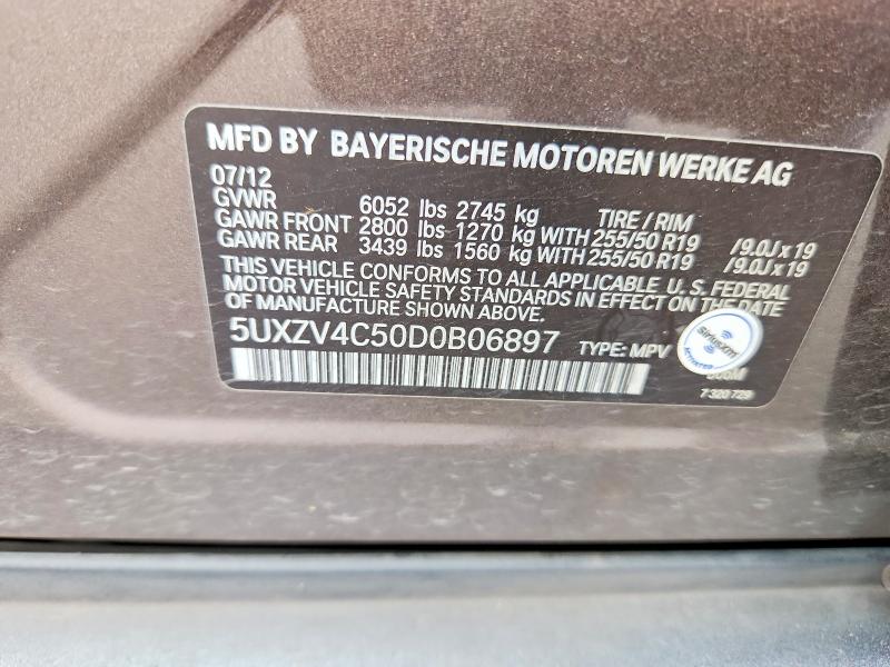 85452295 :رقم المزاد ، 5UXZV4C50D0B06897 vin ، 2013 Bmw X5 مزاد بيع