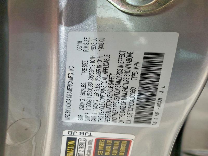 56149156 :رقم المزاد ، 5J8TC2H35KL005650 vin ، 2019 Acura Rdx مزاد بيع