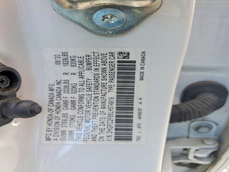 Продажа на аукционе авто 2020 Honda Civic, vin: 2HGFC2F66LH574919, номер лота: 55712606