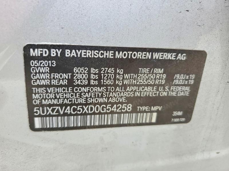 Aukcja sprzedaży 2013 Bmw X5, vin: 5UXZV4C5XD0G54258, numer aukcji: 55933556