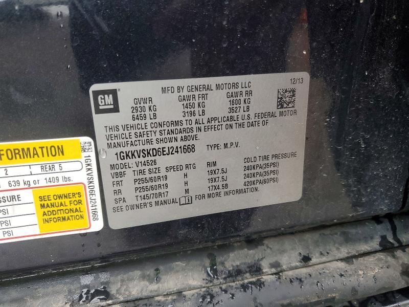 Aukcja sprzedaży 2014 Gmc Acadia, vin: 1GKKVSKD6EJ241668, numer aukcji: 58061266