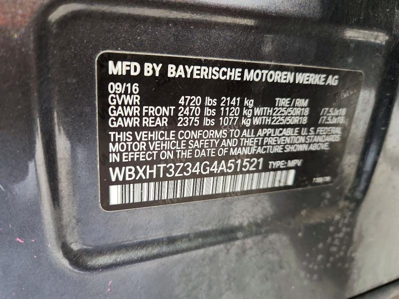 56106846 :رقم المزاد ، WBXHT3Z34G4A51521 vin ، 2016 Bmw X1 مزاد بيع