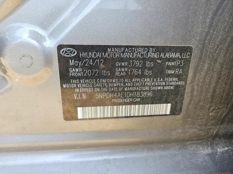 2013 Hyundai Elantra მანქანა იყიდება აუქციონზე, vin: 5NPDH4AE1DH183896, აუქციონის ნომერი: 56227096