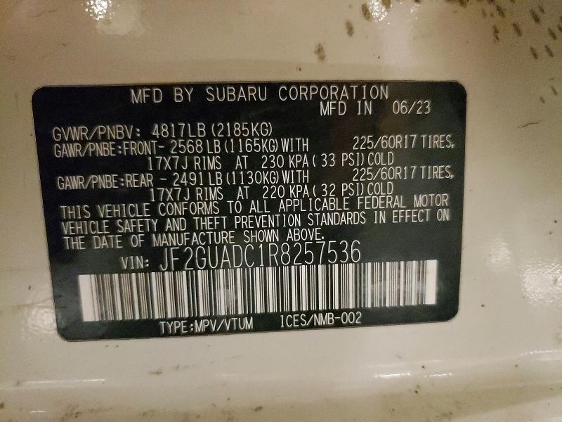 Aukcja sprzedaży 2021 Subaru Crosstrek, vin: JF2GUADC1R8257536, numer aukcji: 52867466