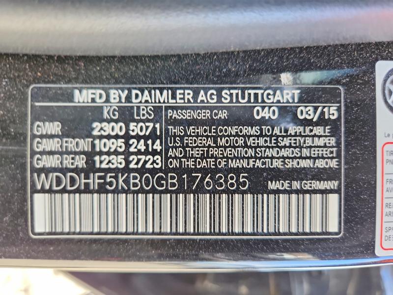 2016 Mercedes-benz E მანქანა იყიდება აუქციონზე, vin: WDDHF5KB0GB176385, აუქციონის ნომერი: 56730606