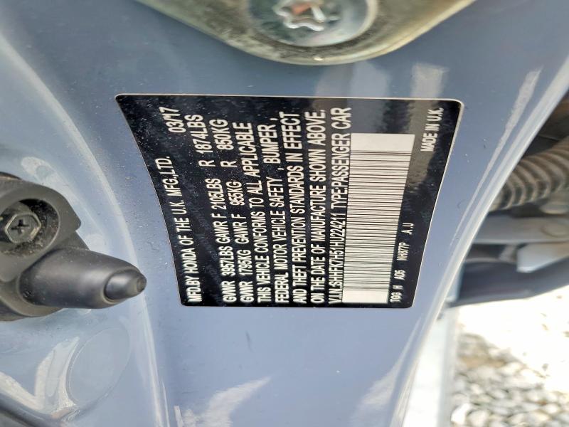 2017 Honda Civic მანქანა იყიდება აუქციონზე, vin: SHHFK7H51HU224211, აუქციონის ნომერი: 59061186
