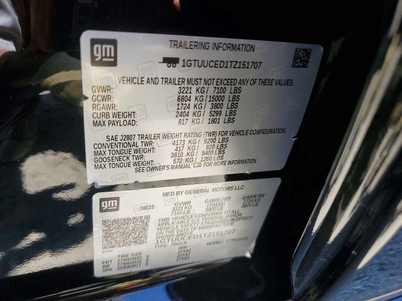 Aukcja sprzedaży 2026 Gmc Sierra, vin: 1GTUUCED1TZ151707, numer aukcji: 59033926