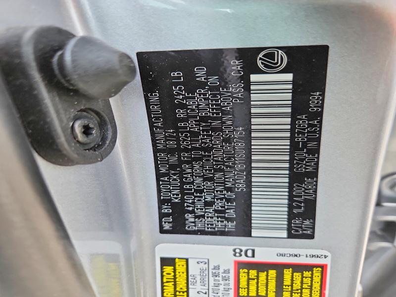 Aukcja sprzedaży 2025 Lexus Es 350, vin: 58ADZ1B11SU187154, numer aukcji: 55786706