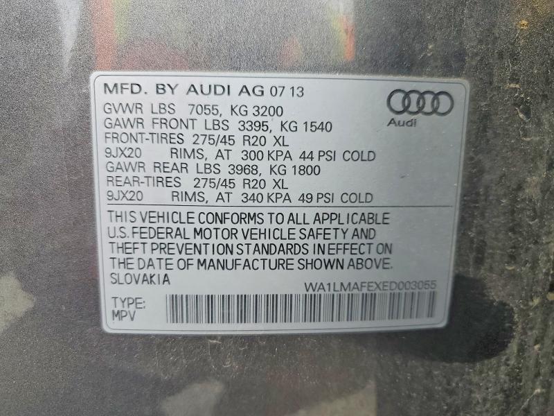 2014 Audi Q7 მანქანა იყიდება აუქციონზე, vin: WA1LMAFEXED003055, აუქციონის ნომერი: 56309586