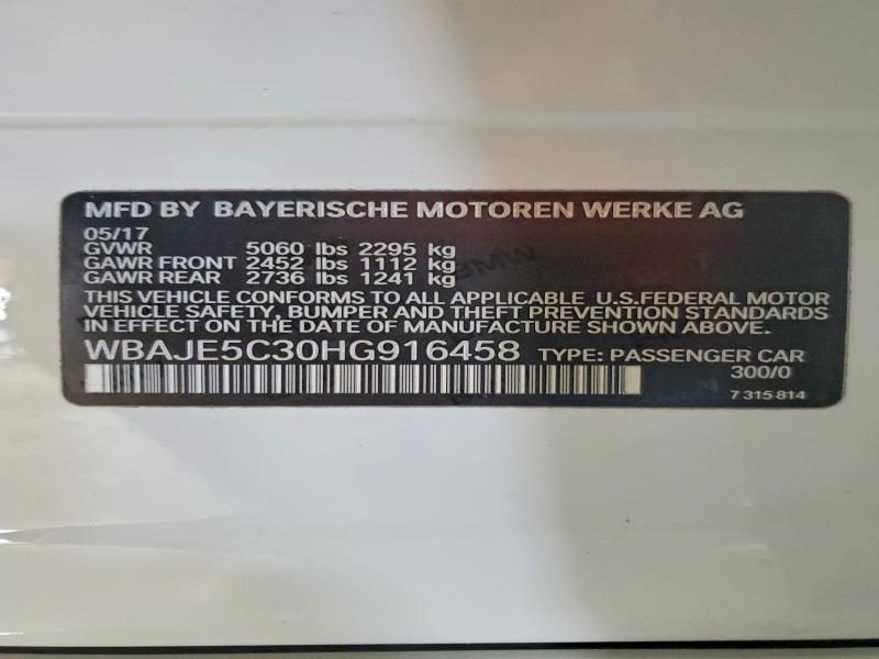 Aukcja sprzedaży 2017 Bmw 540, vin: WBAJE5C30HG916458, numer aukcji: 58520816