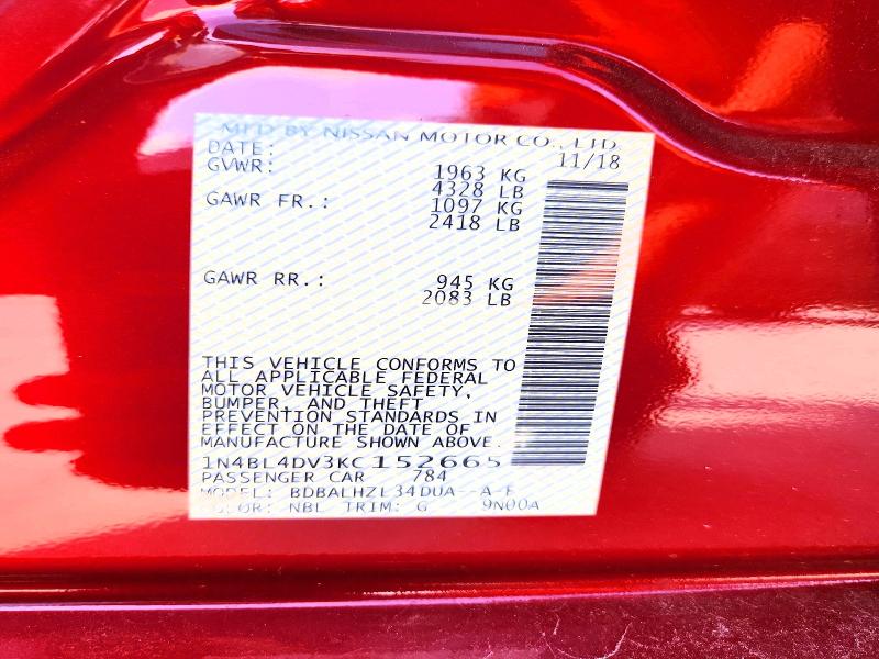 2019 Nissan Altima მანქანა იყიდება აუქციონზე, vin: 1N4BL4DV3KC152665, აუქციონის ნომერი: 57379386