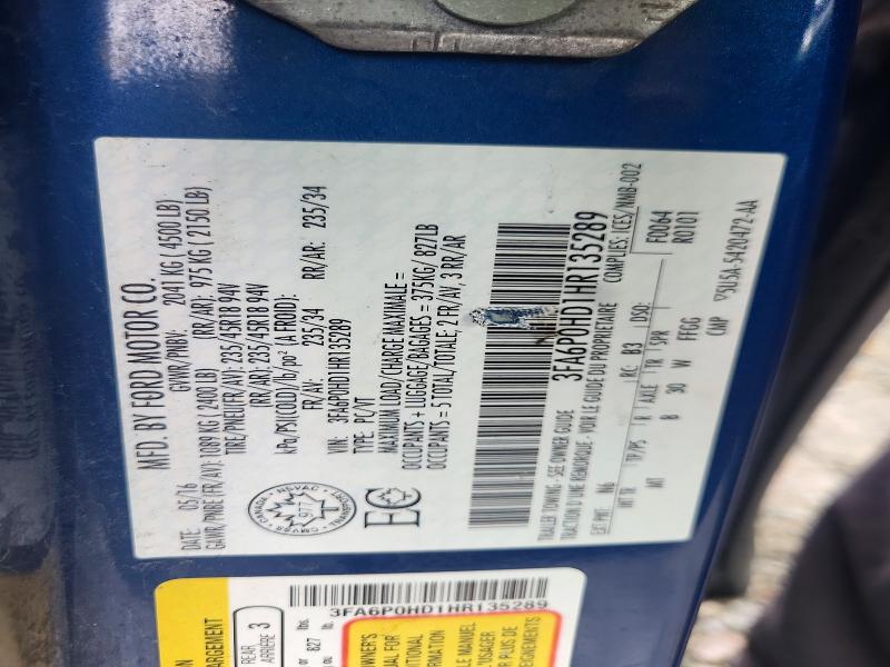 Продажа на аукционе авто 2017 Ford Fusion, vin: 3FA6P0HD1HR135289, номер лота: 56916996