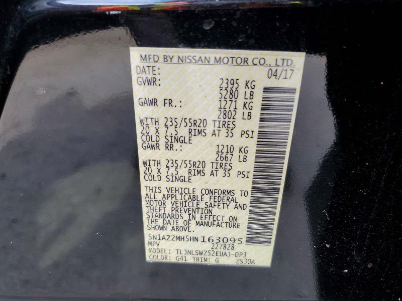 Aukcja sprzedaży 2017 Nissan Murano, vin: 5N1AZ2MH5HN163095, numer aukcji: 58178226