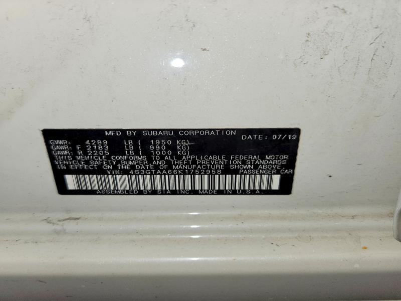 Продаж на аукціоні авто 2019 Subaru Impreza, vin: 4S3GTAA66K1752958, номер лоту: 56156666