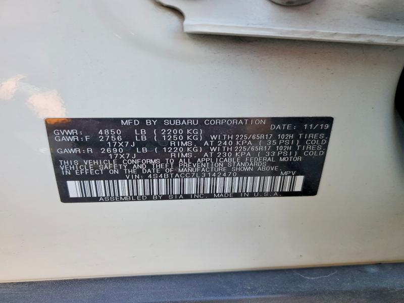 51835156 :رقم المزاد ، 4S4BTACC7L3142470 vin ، 2020 Subaru Outback مزاد بيع
