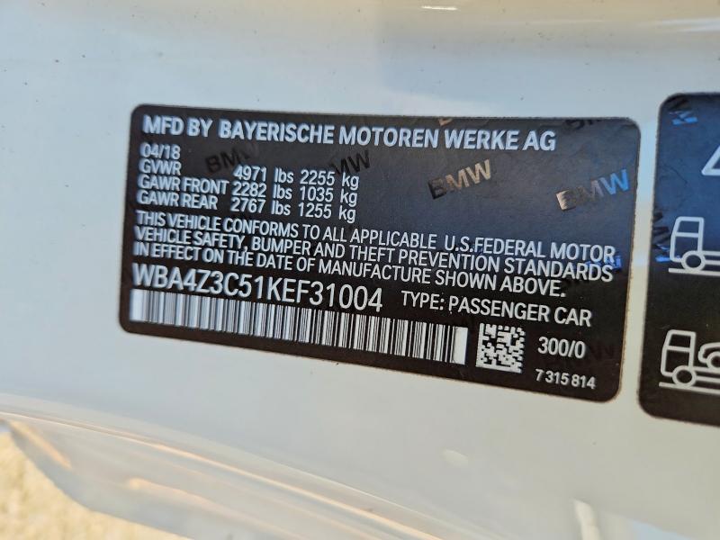 2019 Bmw 430xi მანქანა იყიდება აუქციონზე, vin: WBA4Z3C51KEF31004, აუქციონის ნომერი: 55400566