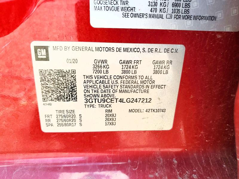 Продажа на аукционе авто 2020 Gmc Sierra, vin: 3GTU9CET4LG247212, номер лота: 58778096