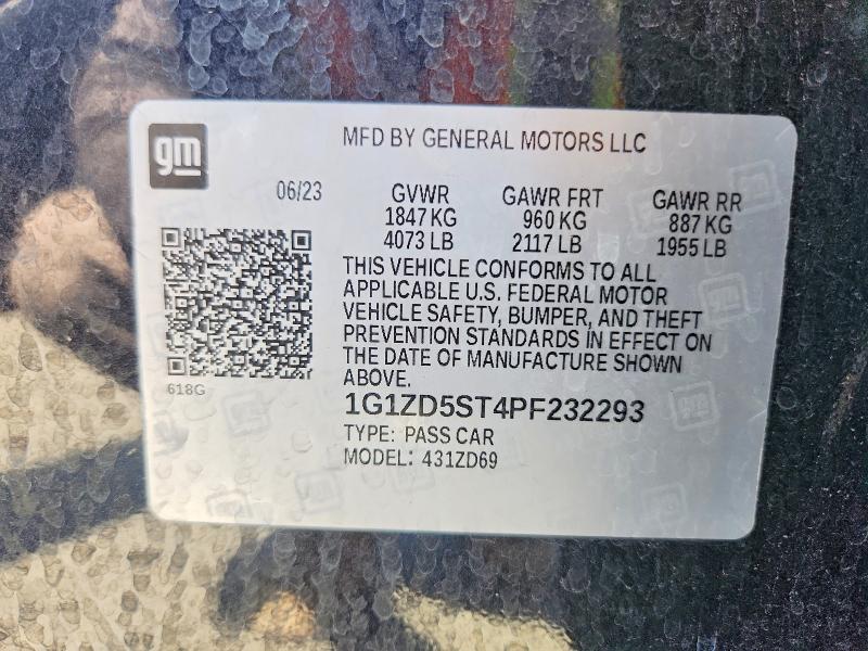 2023 Chevrolet Malibu მანქანა იყიდება აუქციონზე, vin: 1G1ZD5ST4PF232293, აუქციონის ნომერი: 56662596