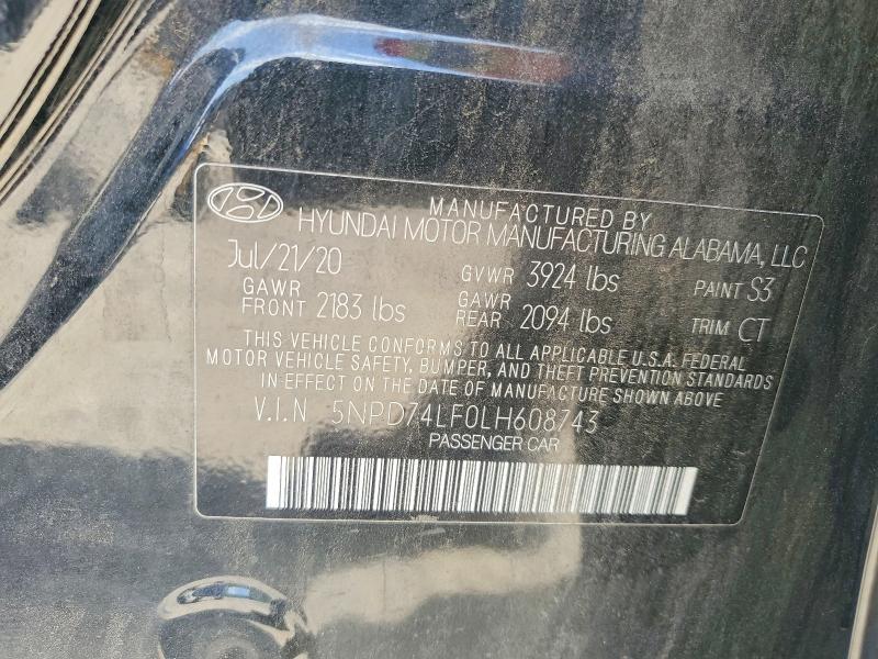 Продаж на аукціоні авто 2020 Hyundai Elantra, vin: 5NPD74LF0LH608743, номер лоту: 57534916