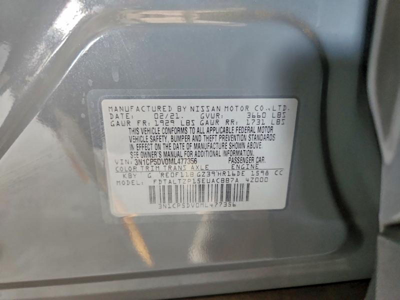 57007186 :رقم المزاد ، 3N1CP5DV0ML477356 vin ، 2021 Nissan Kicks مزاد بيع
