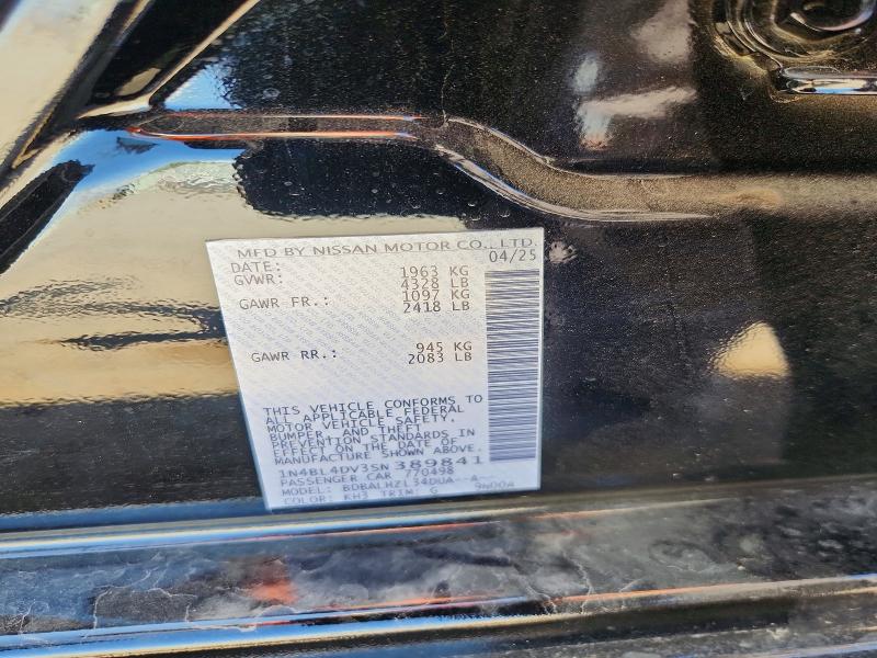 2025 Nissan Altima მანქანა იყიდება აუქციონზე, vin: 1N4BL4DV3SN389841, აუქციონის ნომერი: 58384296