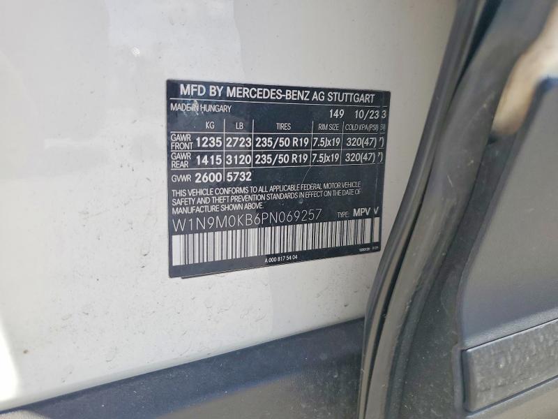 56320756 :رقم المزاد ، W1N9M0KB6PN069257 vin ، 2023 Mercedes-benz Eqb مزاد بيع