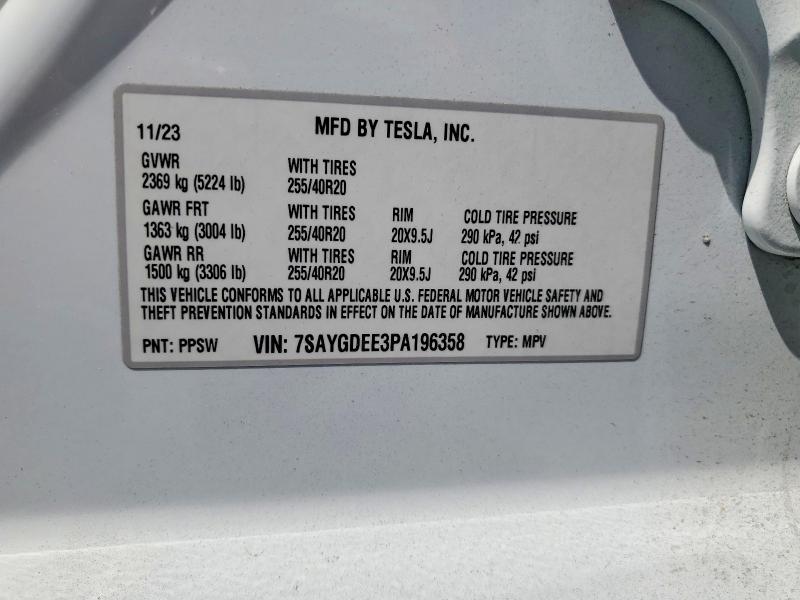 55752646 :رقم المزاد ، 7SAYGDEE3PA196358 vin ، 2023 Tesla Model Y مزاد بيع