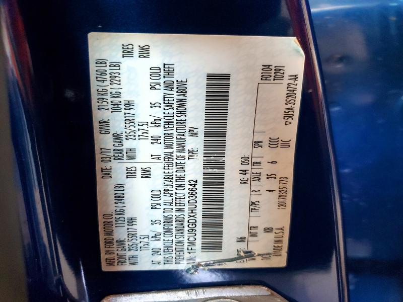 Продаж на аукціоні авто 2017 Ford Escape, vin: 1FMCU9GDXHUD36642, номер лоту: 56267996