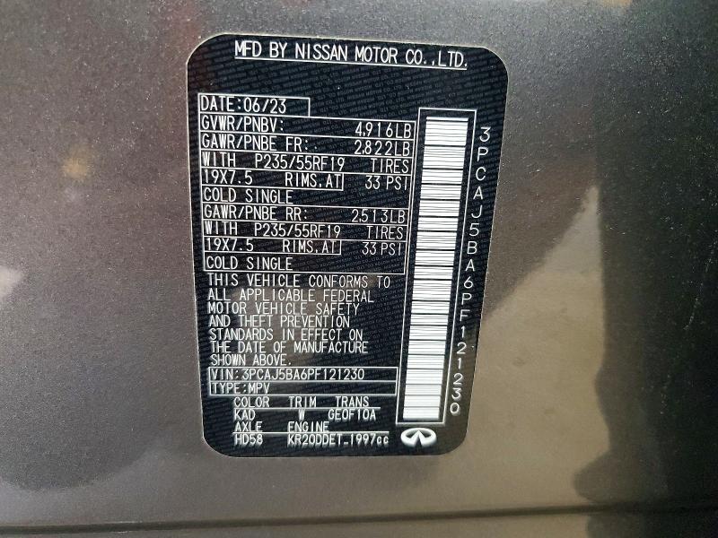 Продаж на аукціоні авто 2023 Infiniti Qx50, vin: 3PCAJ5BA6PF121230, номер лоту: 58085146