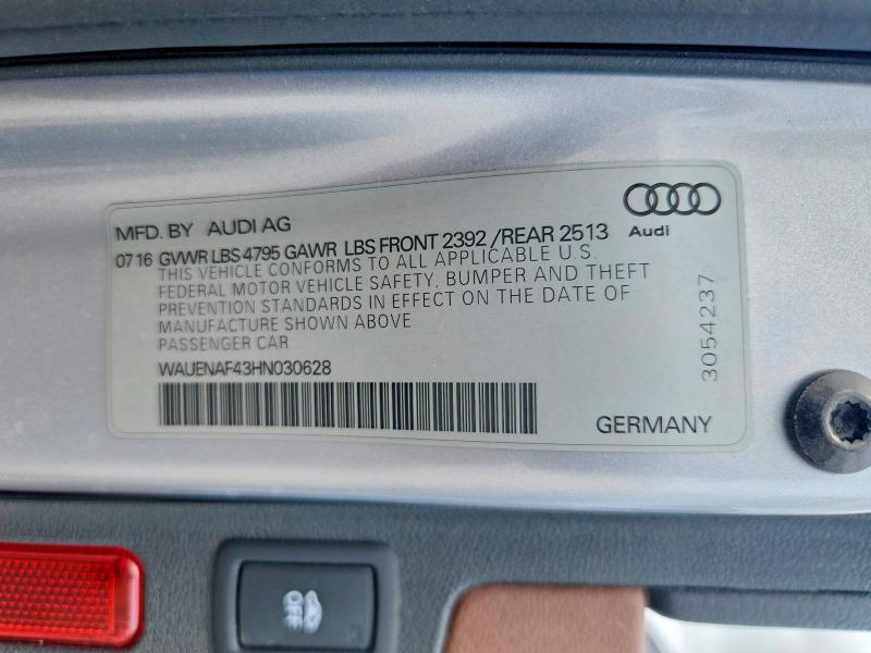 Продаж на аукціоні авто 2017 Audi A4, vin: WAUENAF43HN030628, номер лоту: 57148486